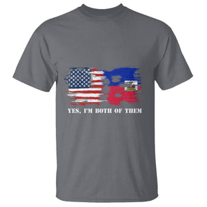 Haitian American T Shirt Yes I'm Both Of Them USA Haiti Flag Shirt TS09 Charcoal Print Your Wear