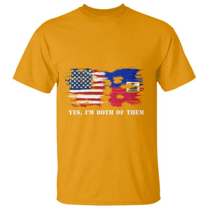 Haitian American T Shirt Yes I'm Both Of Them USA Haiti Flag Shirt TS09 Gold Print Your Wear