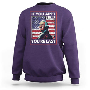 George Washington Sweatshirt If You Ain't First You're Last 4th Of July TS09 Purple Print Your Wear