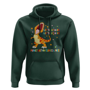 Funny Teacher Hoodie Let's Eat Kid Punctuation Saves Lives TS09 Dark Forest Green Print Your Wear