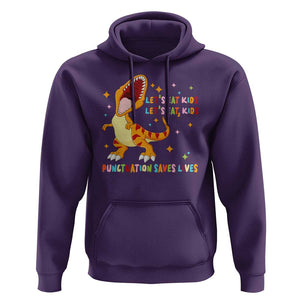 Funny Teacher Hoodie Let's Eat Kid Punctuation Saves Lives TS09 Purple Print Your Wear