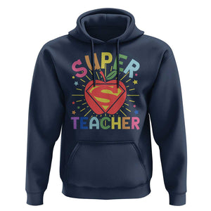 Funny Super Teacher Superhero Apple Hoodie TS09 Navy Print Your Wear