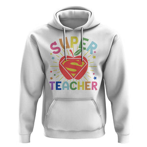 Funny Super Teacher Superhero Apple Hoodie TS09 White Print Your Wear