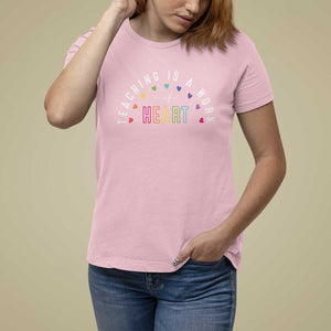 Teacher T Shirt For Women Teaching Is A Work Of Heart TS09 Light Pink Print Your Wear