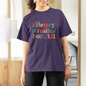 Librarian T Shirt For Women Literacy Justice For All TS09 Purple Print Your Wear