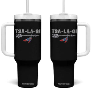 Native American Cherokee Tsalagi Tumbler With Handle TS09 One Size: 40 oz Black Print Your Wear