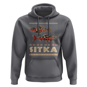 Native American Alaska Hoodie Sitka Salmon Fishermen Art TS09 Charcoal Print Your Wear