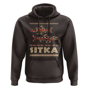 Native American Alaska Hoodie Sitka Salmon Fishermen Art TS09 Dark Chocolate Print Your Wear