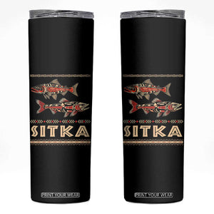 Native American Alaska Skinny Tumbler Sitka Salmon Fishermen Art TS09 Black Print Your Wear