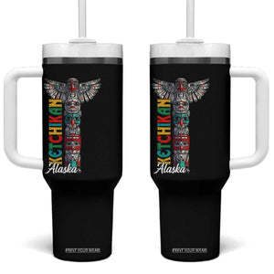 Native American Alaska Tumbler With Handle Ketchikan Totem Pole TS09 One Size: 40 oz Black Print Your Wear
