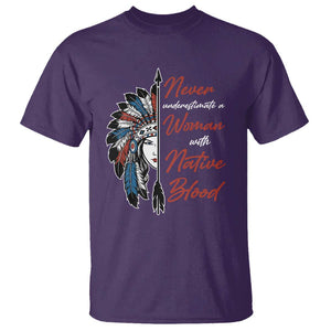Indigenous Woman T Shirt Never Underestimate A Woman With Native Blood TS09 Purple Print Your Wear