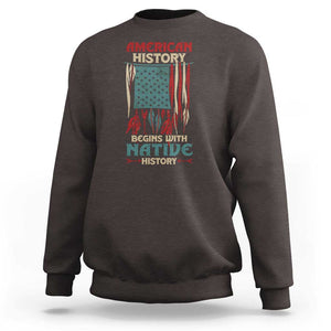 Make America Native Again America Flag Sweatshirt TS09 Dark Chocolate Print Your Wear