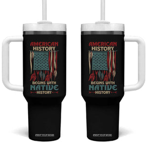 Make America Native Again America Flag Tumbler With Handle TS09 One Size: 40 oz Black Print Your Wear
