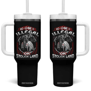 Native American Tumbler With Handle No One Is Illegal On Stolen Land TS09 One Size: 40 oz Black Print Your Wear