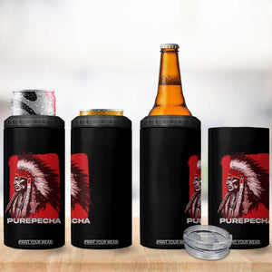 Mexican Indian Purepecha 4 in 1 Can Cooler Tumbler Mexico Indigenous Proud Chief Vintage TS09 Print Your Wear