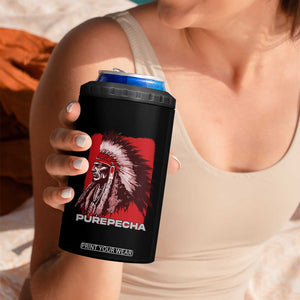 Mexican Indian Purepecha 4 in 1 Can Cooler Tumbler Mexico Indigenous Proud Chief Vintage TS09 Print Your Wear