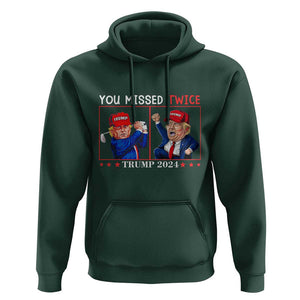 Funny Trump Hoodie You Missed Twice Failed Assassination Golf Raise Fist TS09 Dark Forest Green Print Your Wear