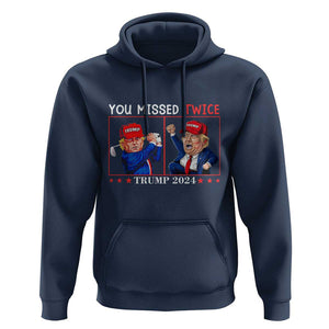 Funny Trump Hoodie You Missed Twice Failed Assassination Golf Raise Fist TS09 Navy Print Your Wear