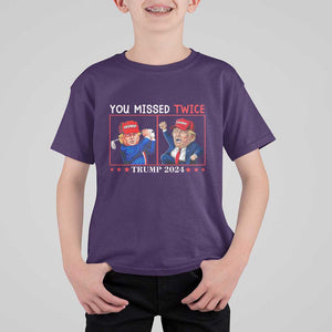 Funny Trump T Shirt For Kid You Missed Twice Failed Assassination Golf Raise Fist TS09 Purple Print Your Wear