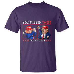 Funny Trump T Shirt You Missed Twice Failed Assassination Golf Raise Fist TS09 Purple Print Your Wear