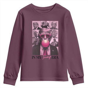 Trump Eras Youth Sweatshirt Trump Pink Era 2024 Tour TS09 Maroon Print Your Wear