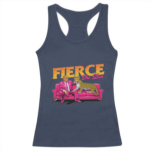 Trump 2024 Racerback Tank Top Fierce The Don Pink Trump Leopard TS09 Navy Print Your Wear