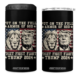 Christian Trump Fight 4 in 1 Can Cooler Tumbler Put On The Full Armor Of God Never Stop Fighting TS09 One Size: 16 oz Black Print Your Wear