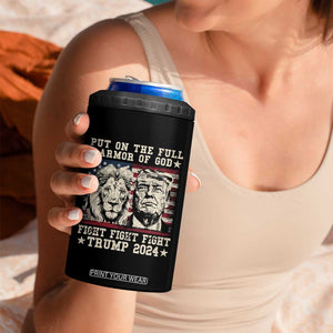 Christian Trump Fight 4 in 1 Can Cooler Tumbler Put On The Full Armor Of God Never Stop Fighting TS09 Print Your Wear