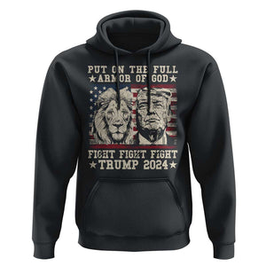 Christian Trump Fight Hoodie Put On The Full Armor Of God Never Stop Fighting TS09 Black Print Your Wear