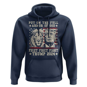 Christian Trump Fight Hoodie Put On The Full Armor Of God Never Stop Fighting TS09 Navy Print Your Wear
