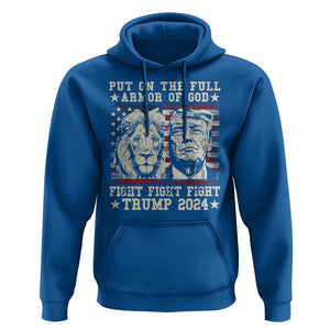 Christian Trump Fight Hoodie Put On The Full Armor Of God Never Stop Fighting TS09 Royal Blue Print Your Wear