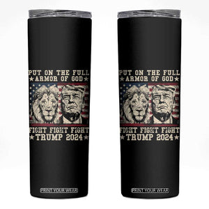 Christian Trump Fight Skinny Tumbler Put On The Full Armor Of God Never Stop Fighting TS09 Black Print Your Wear