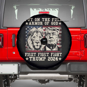 Christian Trump Fight Spare Tire Cover Put On The Full Armor Of God Never Stop Fighting TS09 Black Print Your Wear