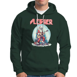 Sleigher Hail Santa Heavy Metal Christmas Rock Hoodie TS09 Dark Forest Green Printyourwear