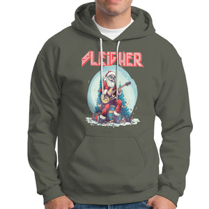 Sleigher Hail Santa Heavy Metal Christmas Rock Hoodie TS09 Military Green Printyourwear