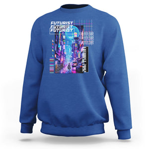 Japanese Cyberpunk Sweatshirt Tokyo Street Of Japan Night Futurist Aesthetic TS09 Royal Blue Printyourwear