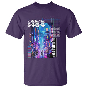 Japanese Cyberpunk T Shirt Tokyo Street Of Japan Night Futurist Aesthetic TS09 Purple Printyourwear