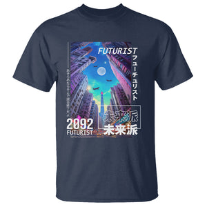 Japanese Cyberpunk T Shirt Tokyo Street Of Japan Night Futurist Aesthetic TS09 Navy Printyourwear