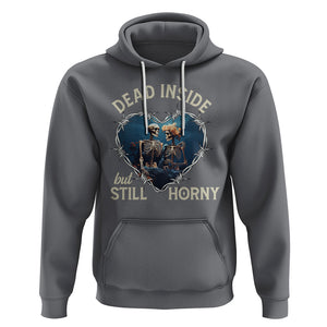 Dead Inside But Still Horny Skeleton Couple Valentine's Day Hoodie TS09 Charcoal Printyourwear