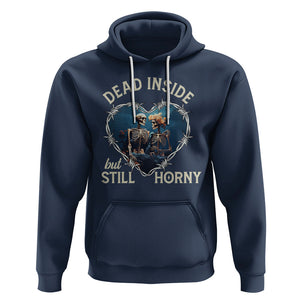 Dead Inside But Still Horny Skeleton Couple Valentine's Day Hoodie TS09 Navy Printyourwear