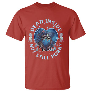 Lesbian Skeleton Couple Valentine's Day T Shirt Dead Inside But Still Horny TS09 Red Printyourwear