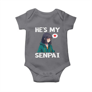 Valentine's Day Couple Matching Baby Onesie He's My Senpai Funny Anime Girlfriend TS09 Charcoal Print Your Wear
