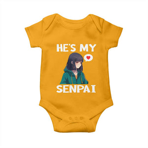 Valentine's Day Couple Matching Baby Onesie He's My Senpai Funny Anime Girlfriend TS09 Gold Print Your Wear