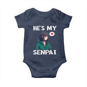 Valentine's Day Couple Matching Baby Onesie He's My Senpai Funny Anime Girlfriend TS09 Navy Print Your Wear
