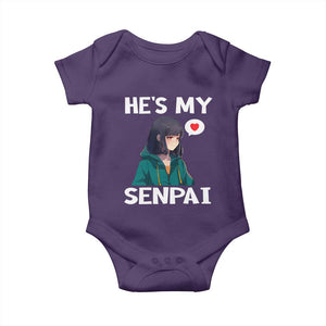Valentine's Day Couple Matching Baby Onesie He's My Senpai Funny Anime Girlfriend TS09 Purple Print Your Wear