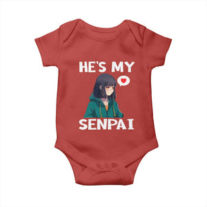 Valentine's Day Couple Matching Baby Onesie He's My Senpai Funny Anime Girlfriend TS09 Red Print Your Wear