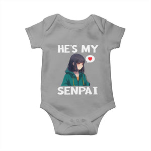Valentine's Day Couple Matching Baby Onesie He's My Senpai Funny Anime Girlfriend TS09 Sport Gray Print Your Wear