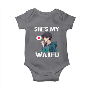Valentine's Day Couple Matching Baby Onesie She's My Waifu Funny Anime Boyfriend TS09 Charcoal Print Your Wear