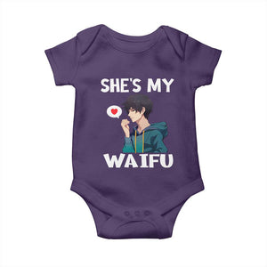 Valentine's Day Couple Matching Baby Onesie She's My Waifu Funny Anime Boyfriend TS09 Purple Print Your Wear
