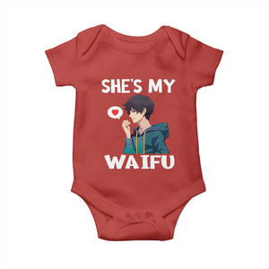 Valentine's Day Couple Matching Baby Onesie She's My Waifu Funny Anime Boyfriend TS09 Red Print Your Wear
